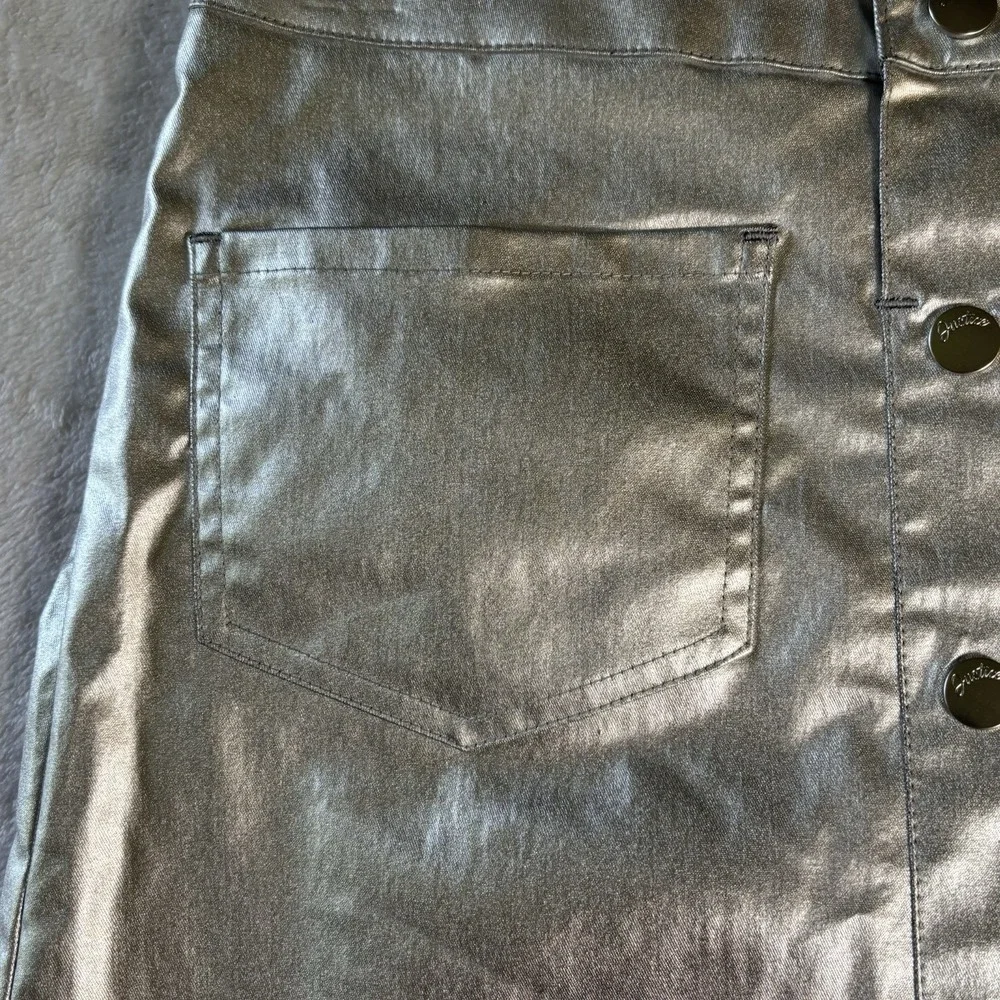 Justice Girls Silver Button Front Skort  Size XL Plus 16P/18P  Elastic Waits